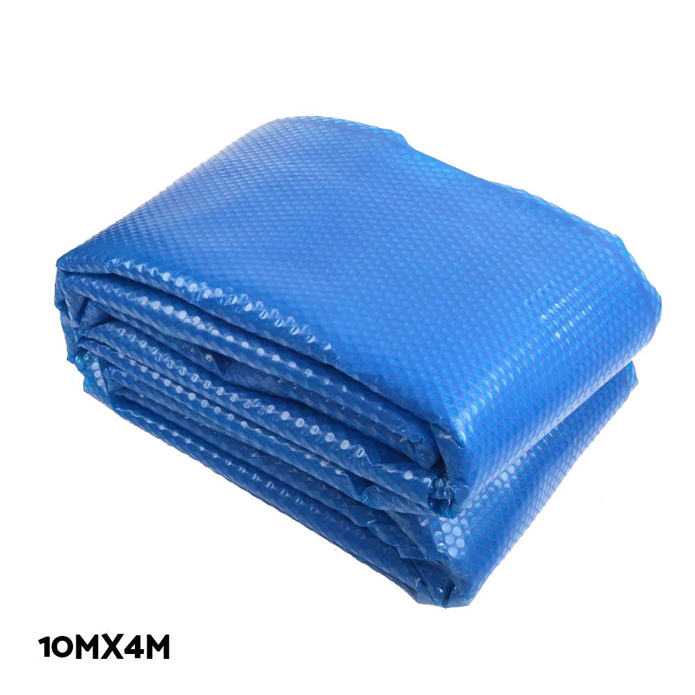 Aquabuddy Swimming Pool Cover Roller with Solar Blanket, showcasing its durable aluminum construction and blue solar blanket design.