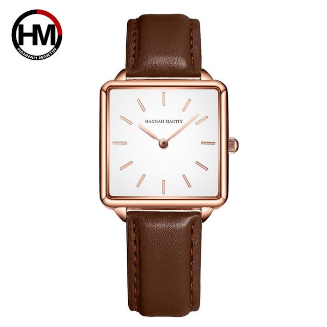 Arrival Full Solid Stainless Steel Square Dial Japan Movement Quartz watch in rose gold, featuring a square dial and stainless steel band.