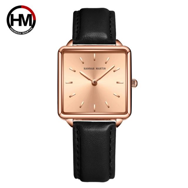 Arrival Full Solid Stainless Steel Square Dial Japan Movement Quartz watch in rose gold, featuring a square dial and stainless steel band.