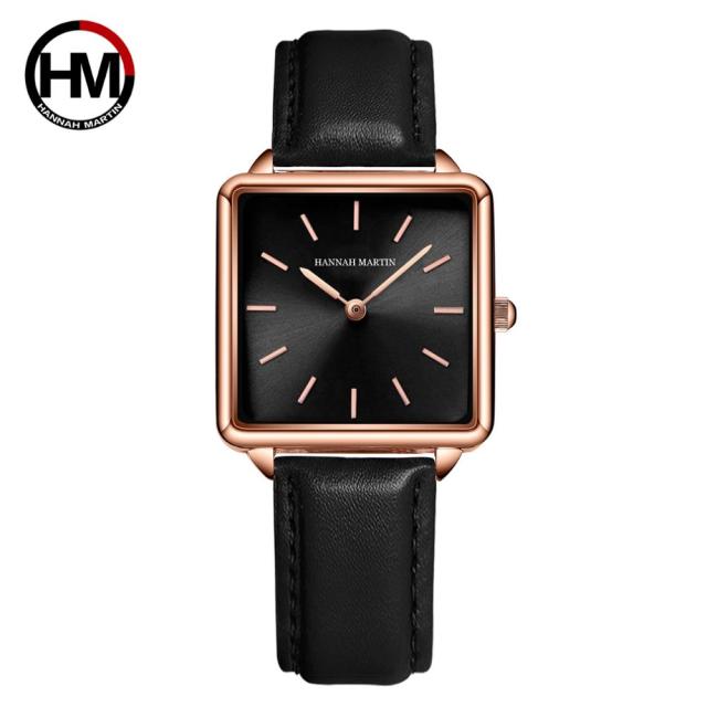 Arrival Full Solid Stainless Steel Square Dial Japan Movement Quartz watch in rose gold, featuring a square dial and stainless steel band.