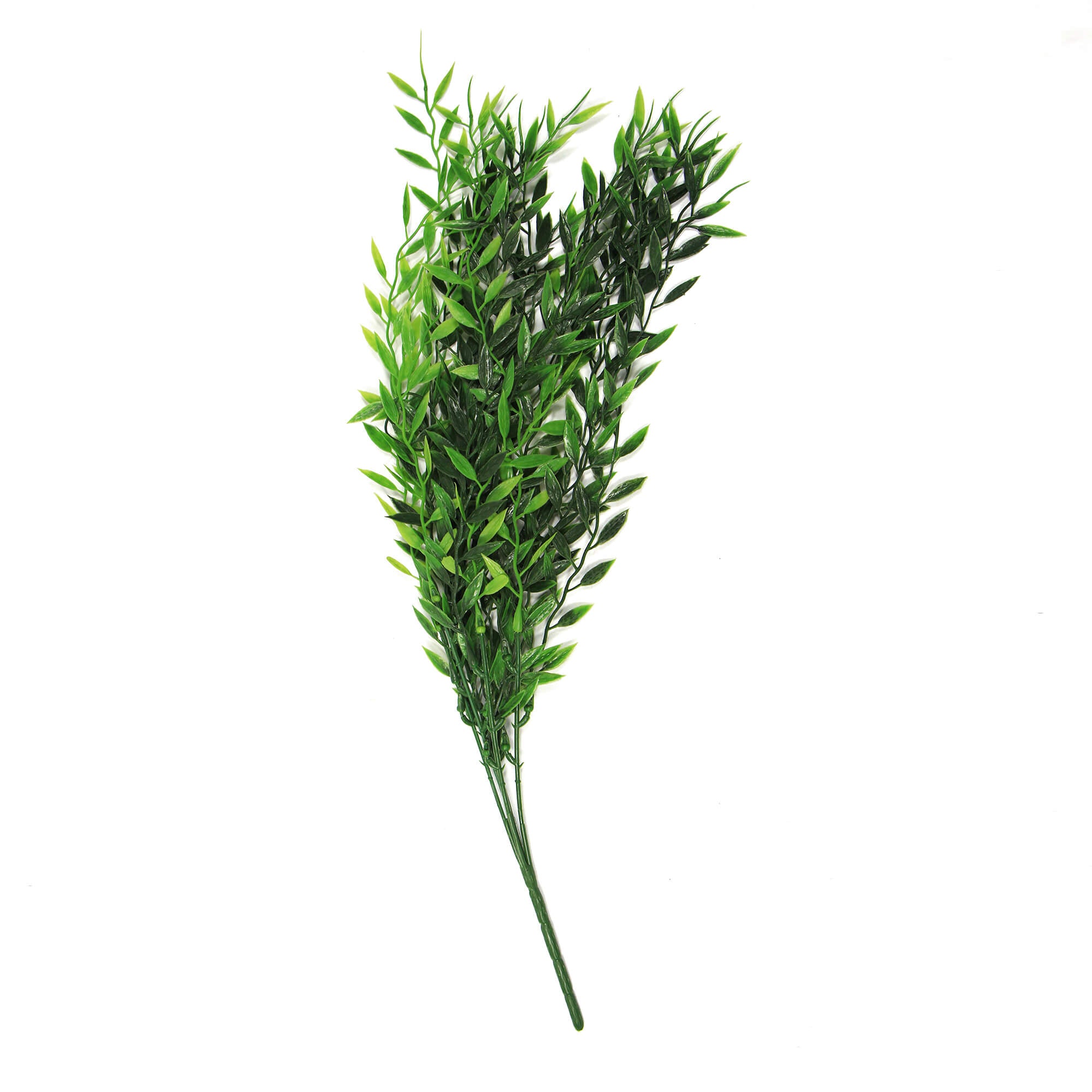 A 30cm artificial bamboo leaf stem with realistic green leaves, perfect for home decor and outdoor use.