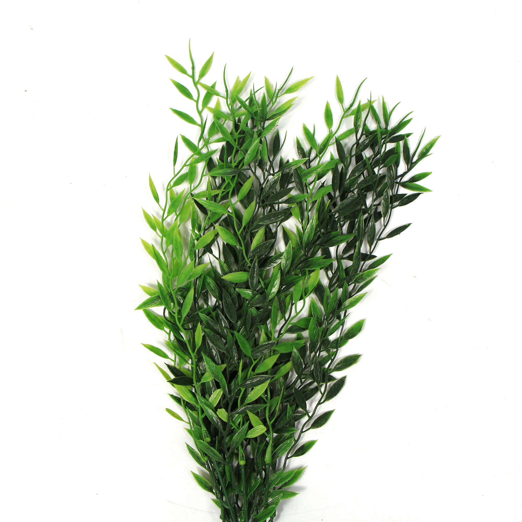 A 30cm artificial bamboo leaf stem with realistic green leaves, perfect for home decor and outdoor use.