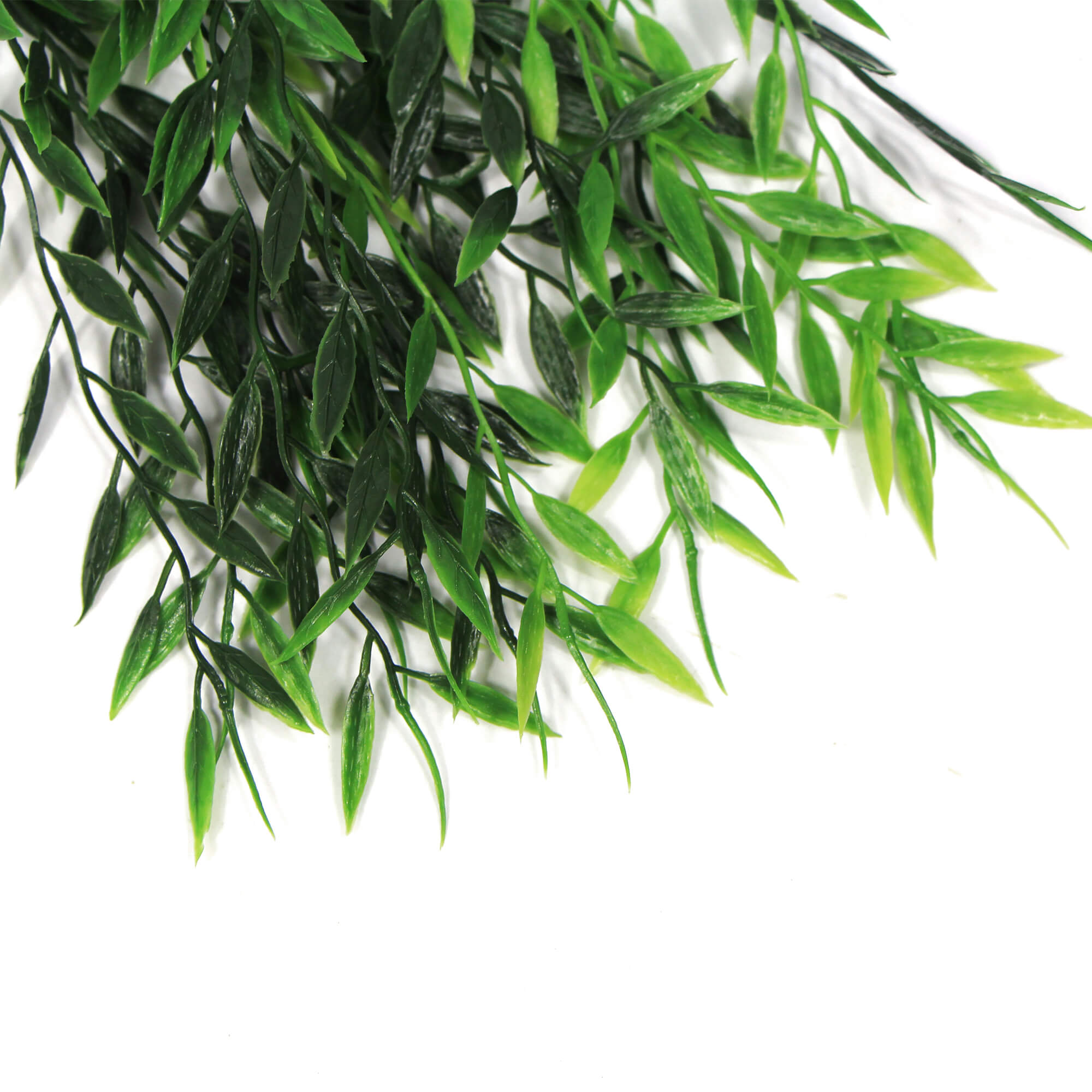 A 30cm artificial bamboo leaf stem with realistic green leaves, perfect for home decor and outdoor use.