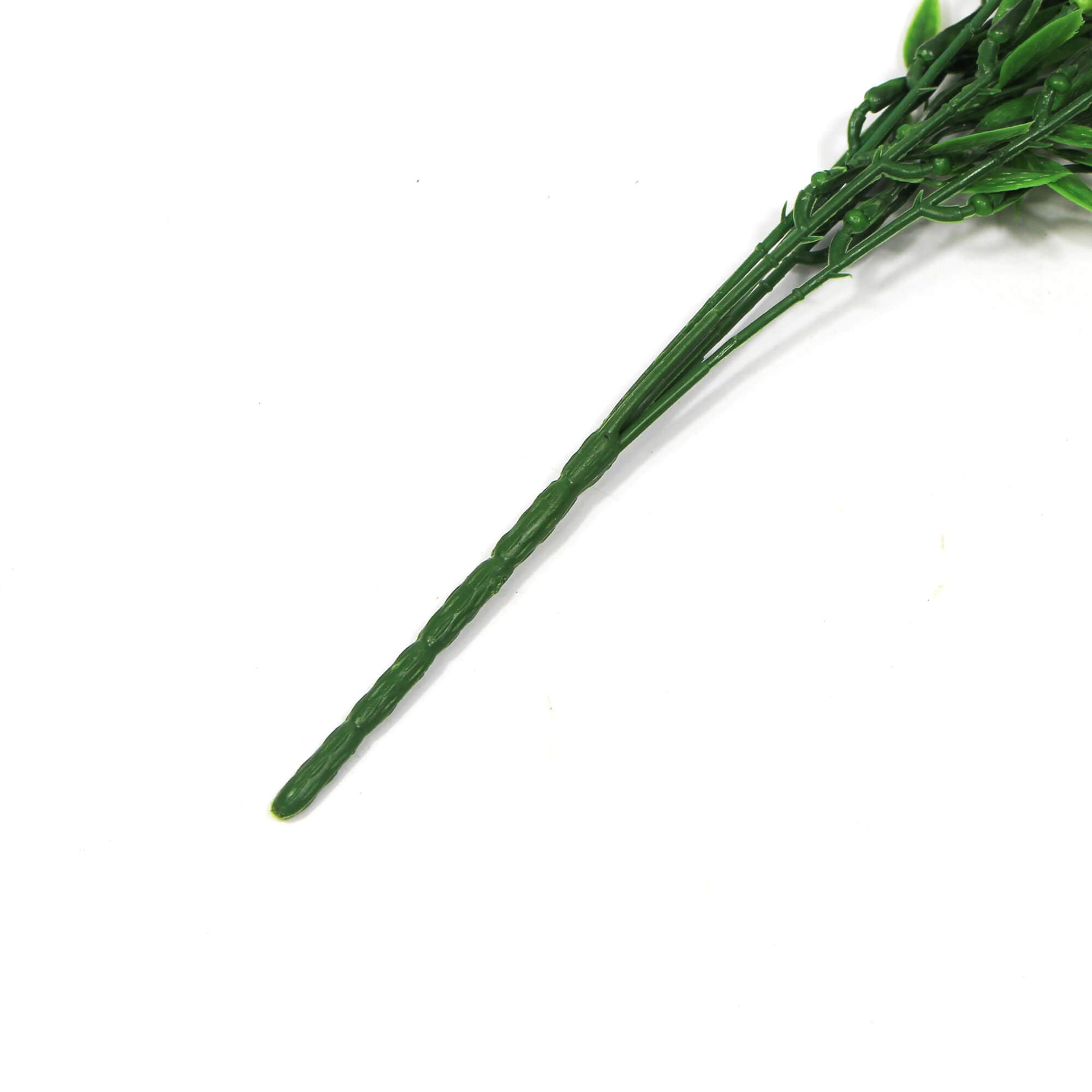 A 30cm artificial bamboo leaf stem with realistic green leaves, perfect for home decor and outdoor use.