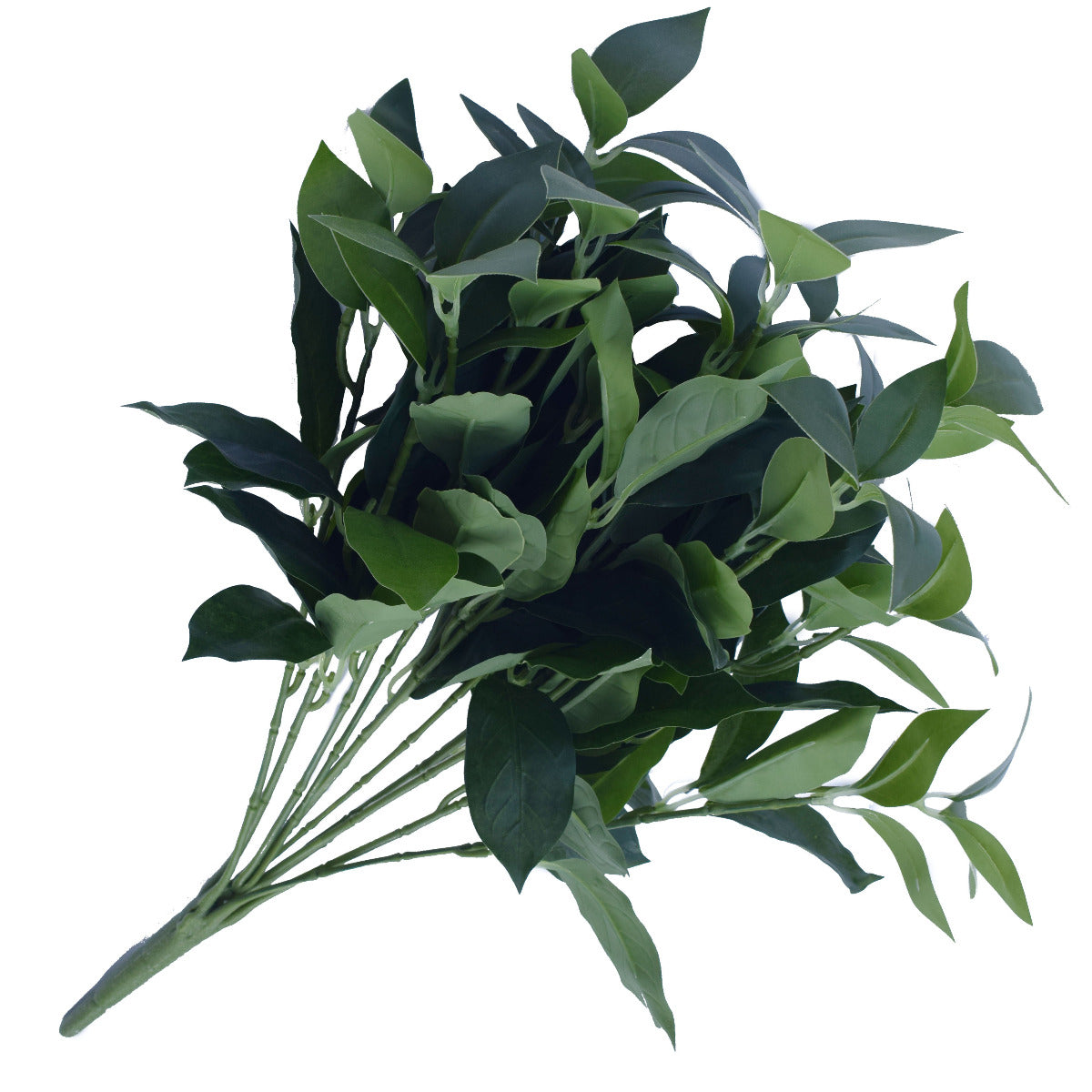 A 45cm artificial bayleaf foliage bunch with dark green leaves, elegantly arranged on a sturdy stem, perfect for home decor.