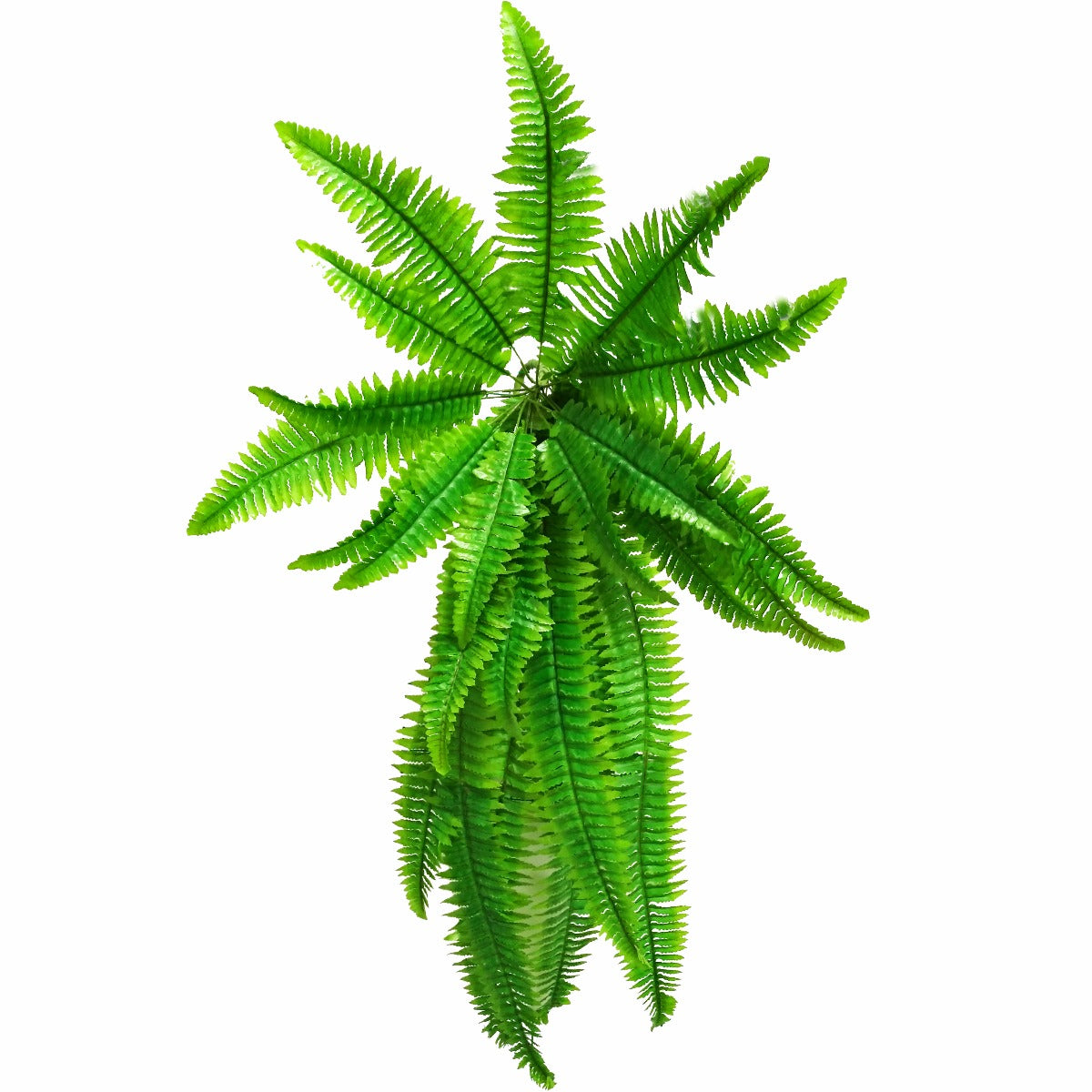 A lush 102cm Artificial Boston Hanging Fern with vibrant green leaves, perfect for indoor decoration.