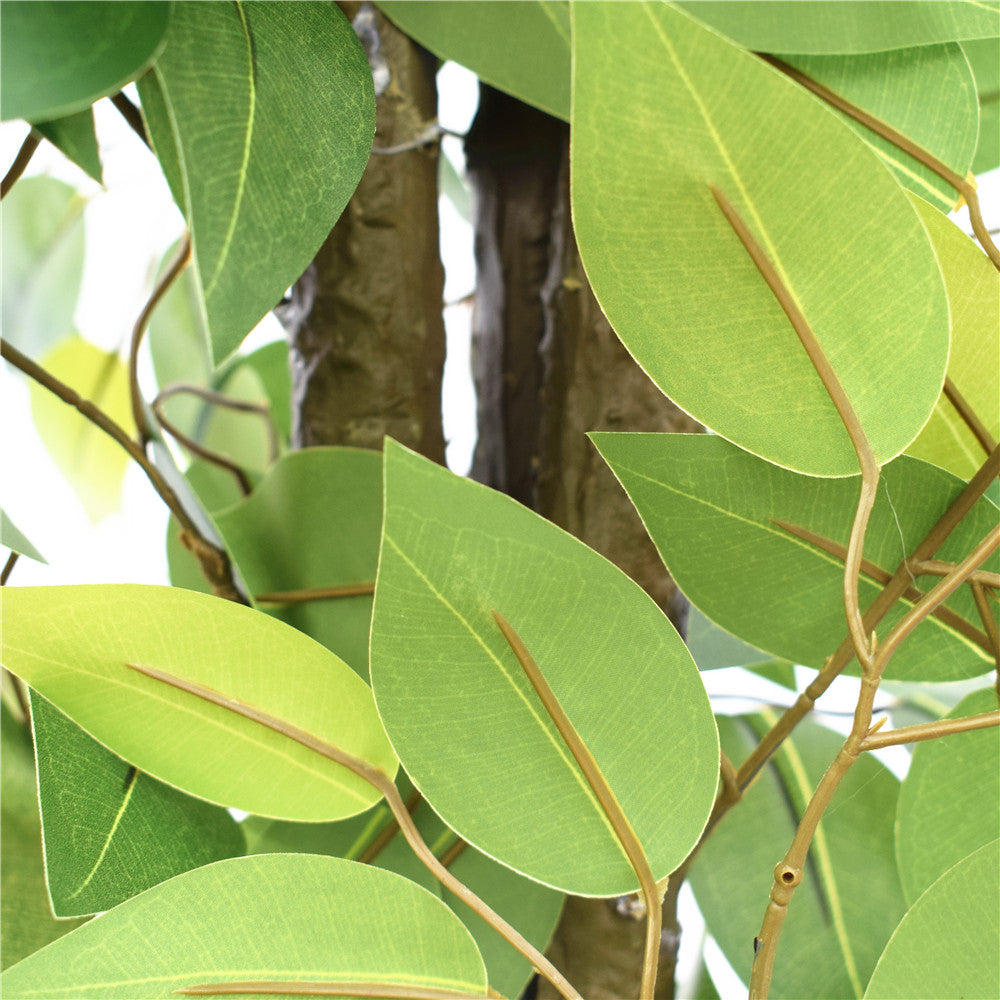 A 145cm tall Artificial Bushy Ficus Tree with lush green foliage in a basic plastic pot, perfect for indoor decoration.