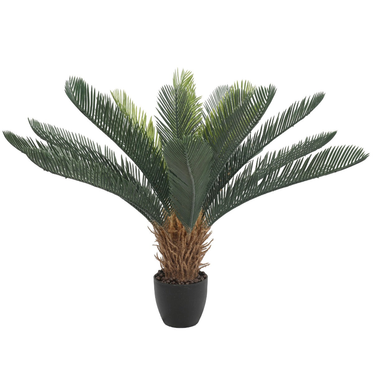 A 60cm tall Artificial Cycad Plant in a small pot, featuring realistic mixed greens and browns, perfect for indoor decoration.