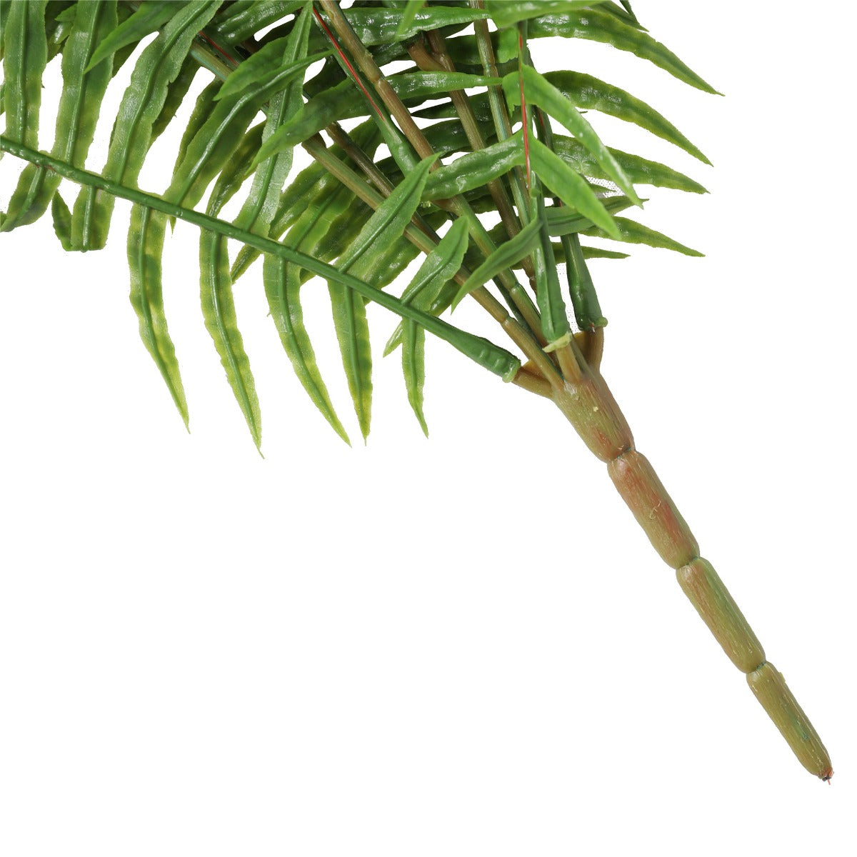 A 50cm artificial lady fern with vibrant green leaves, designed for indoor and outdoor use, showcasing its realistic appearance and UV resistance.