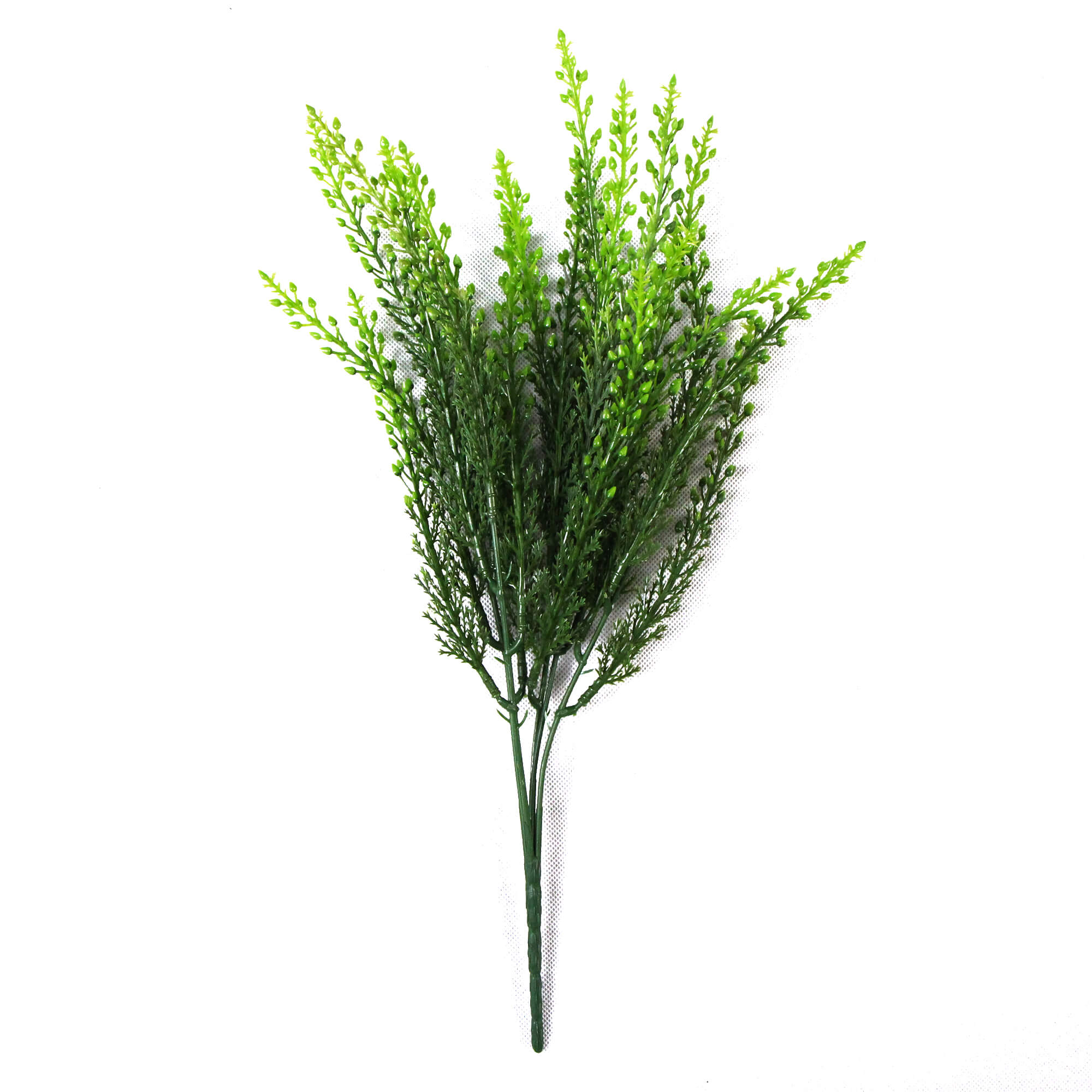 A vibrant 30cm Artificial Long Wild Grass stem, showcasing its UV-resistant features and lush green appearance, perfect for home decor.