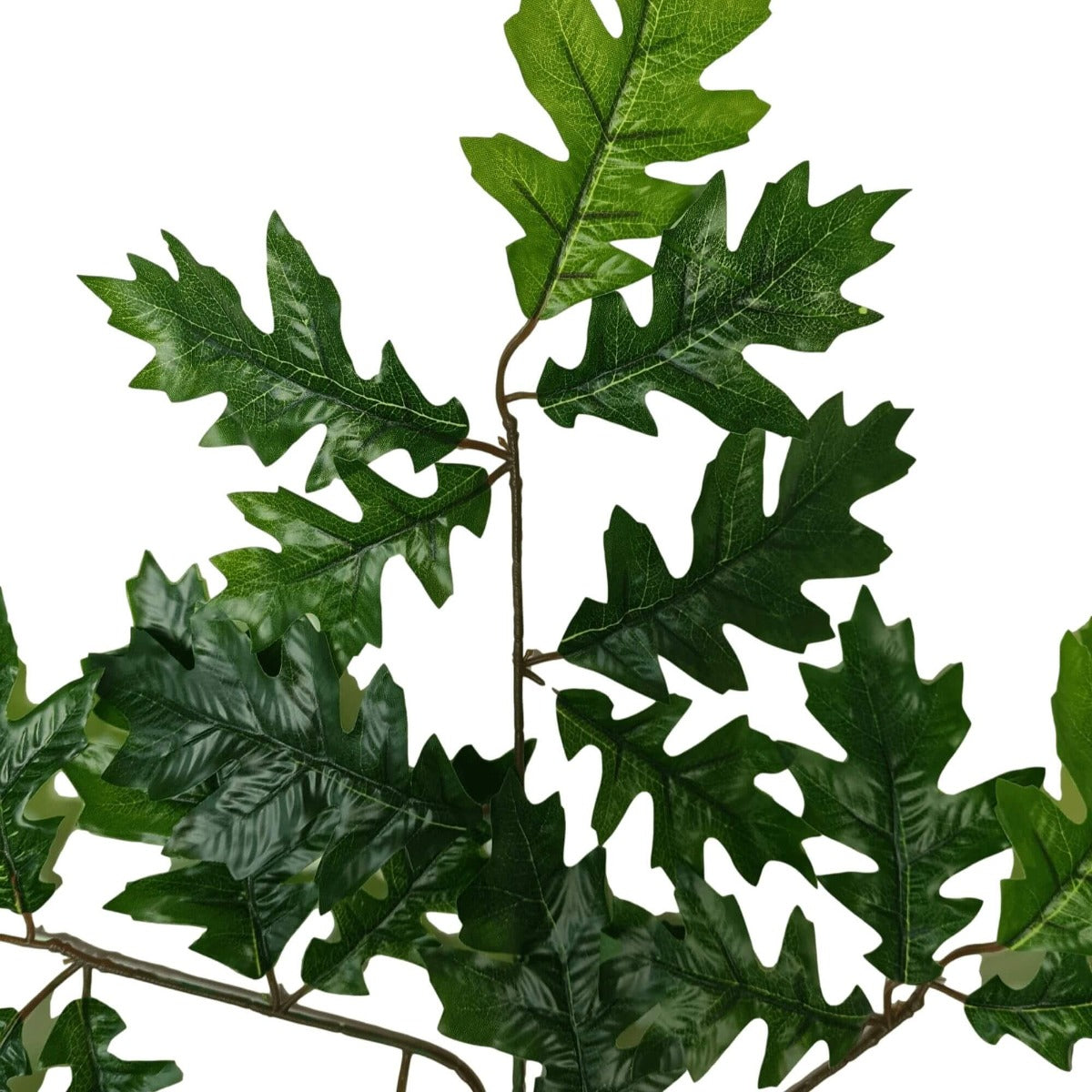 A single branch of 63cm artificial oak leaves with realistic green foliage, perfect for home decor and floral arrangements.