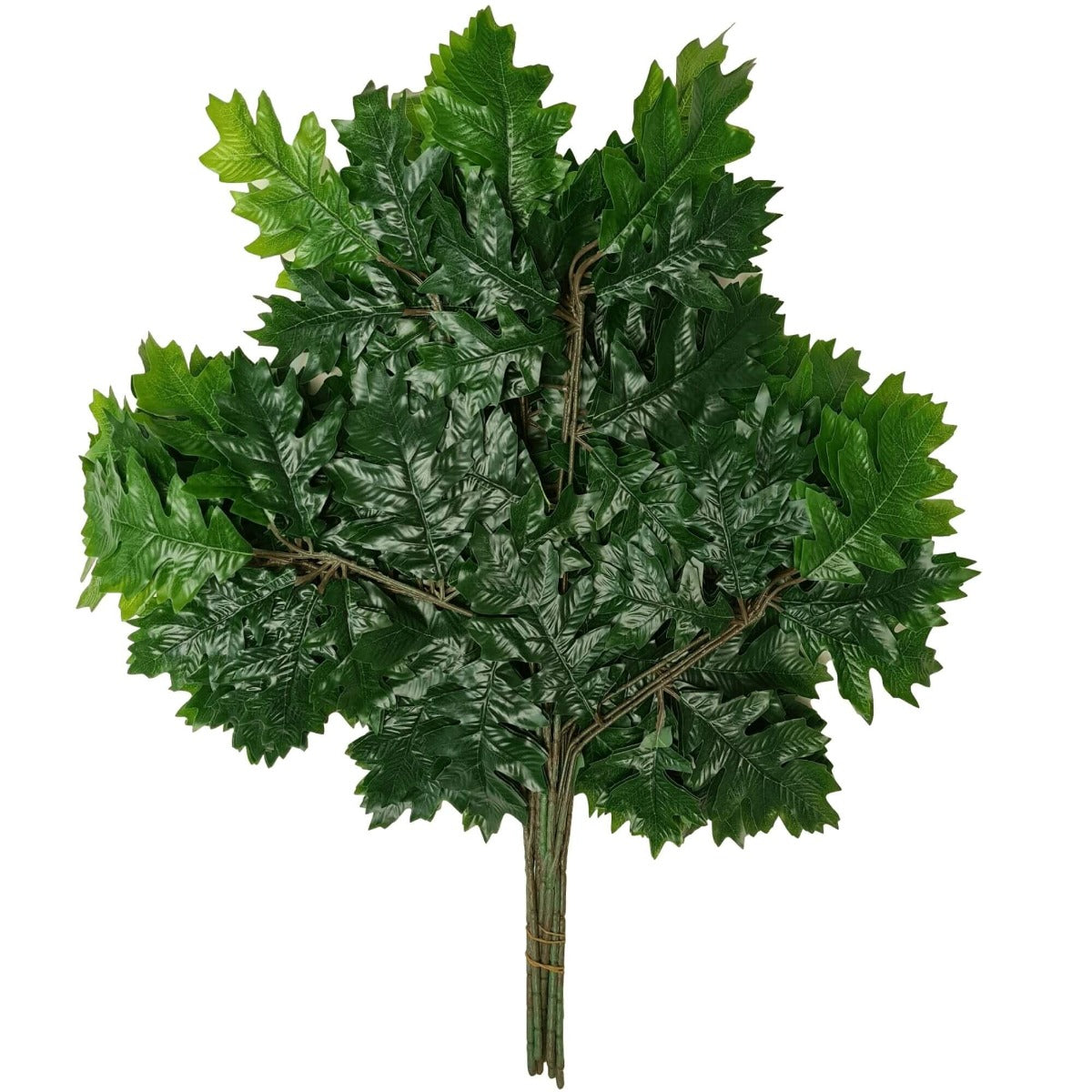 A single branch of 63cm artificial oak leaves with realistic green foliage, perfect for home decor and floral arrangements.