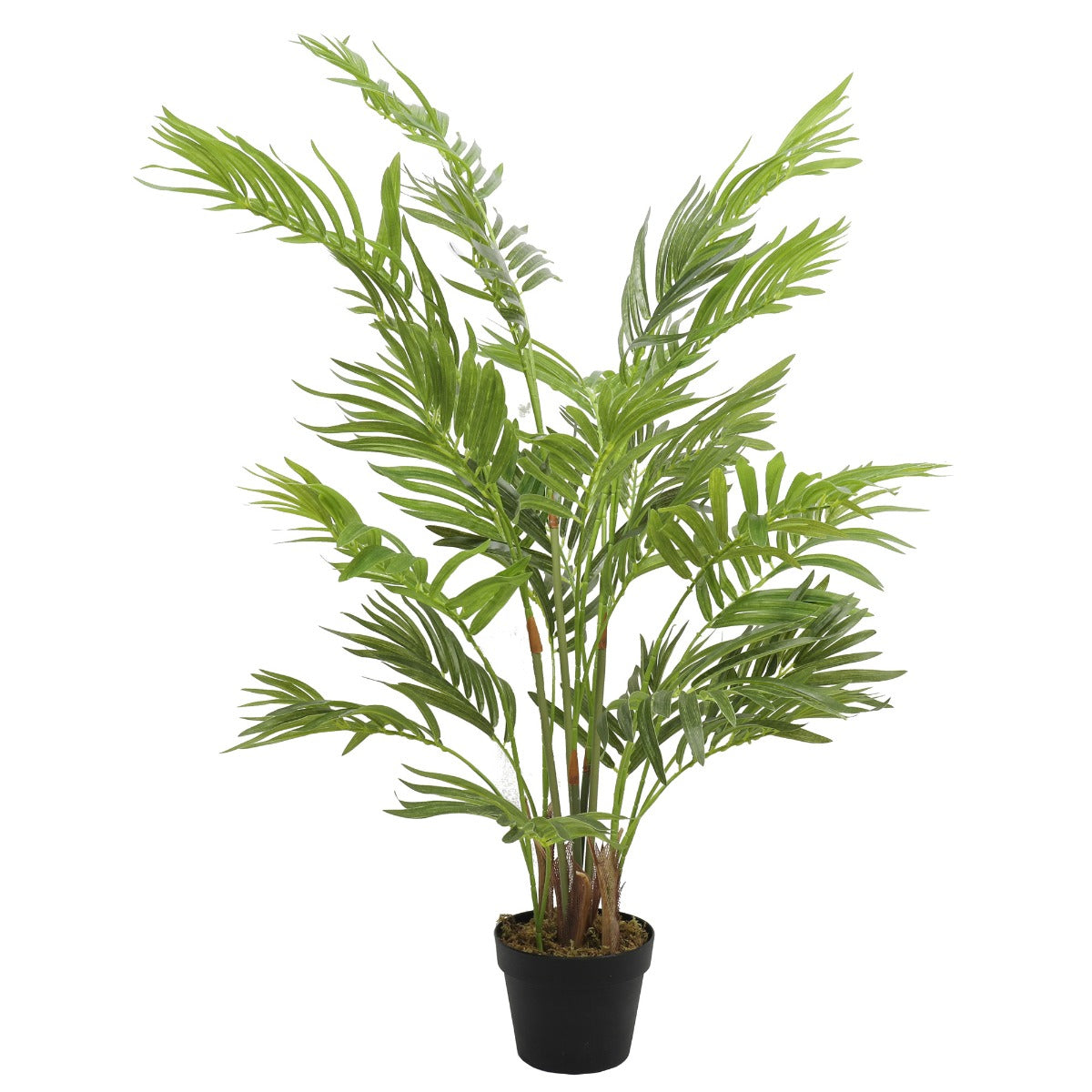 A 120cm tall artificial potted Areca Palm Tree with lush green leaves, set in a stylish pot, perfect for indoor decoration.