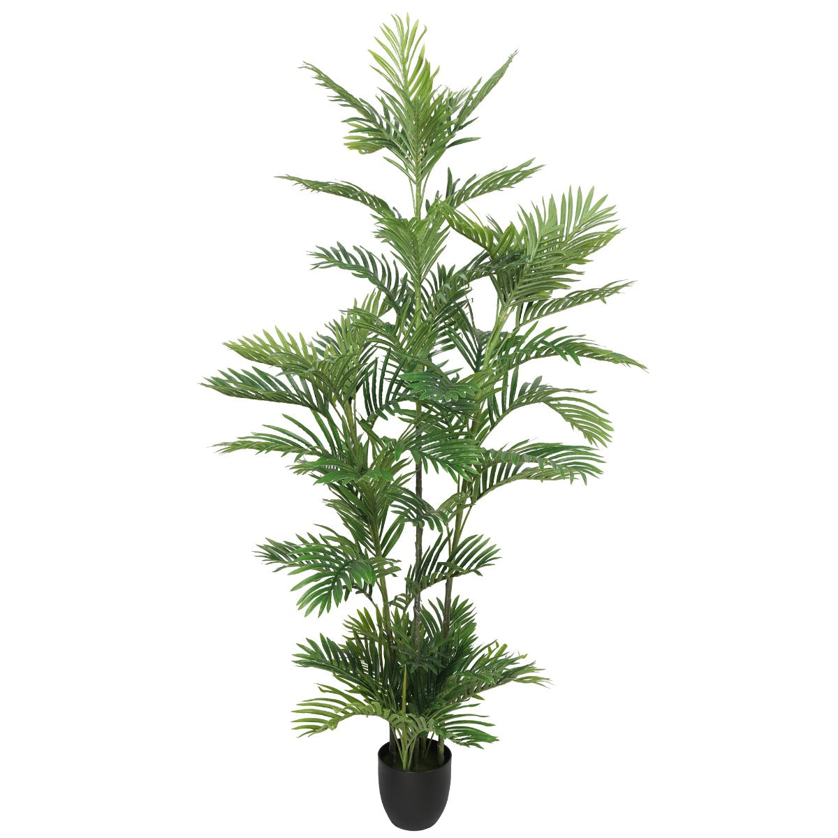 180cm Artificial Potted Multi-trunk Fan Palm with lush green foliage, perfect for indoor decoration.