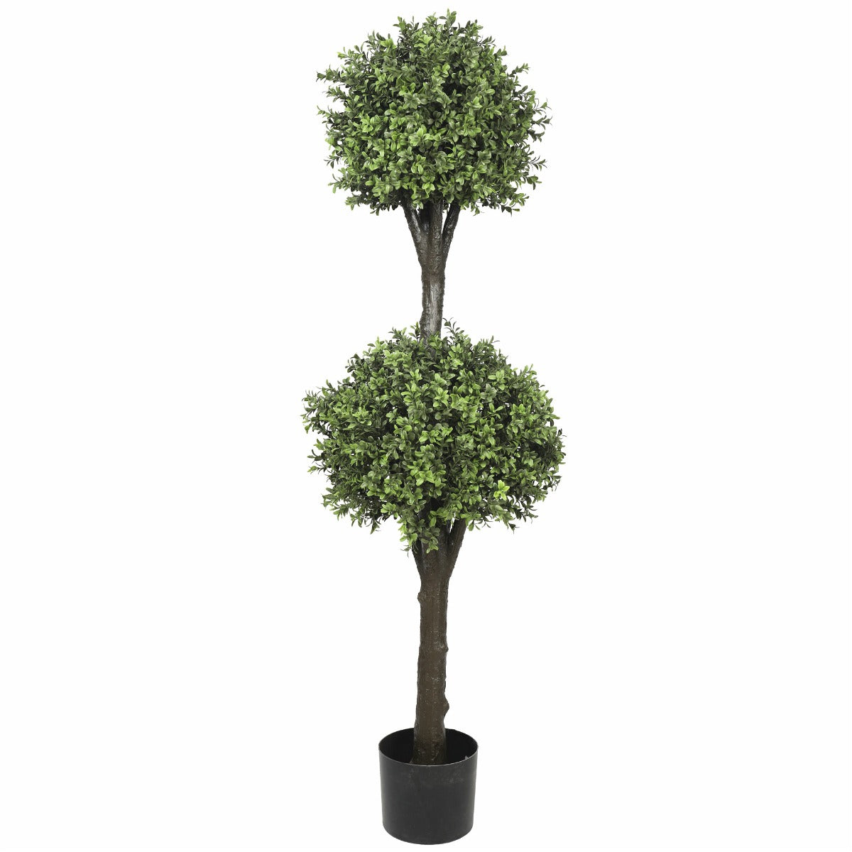 150cm high artificial topiary tree with two faux boxwood balls, perfect for indoor and outdoor decoration.