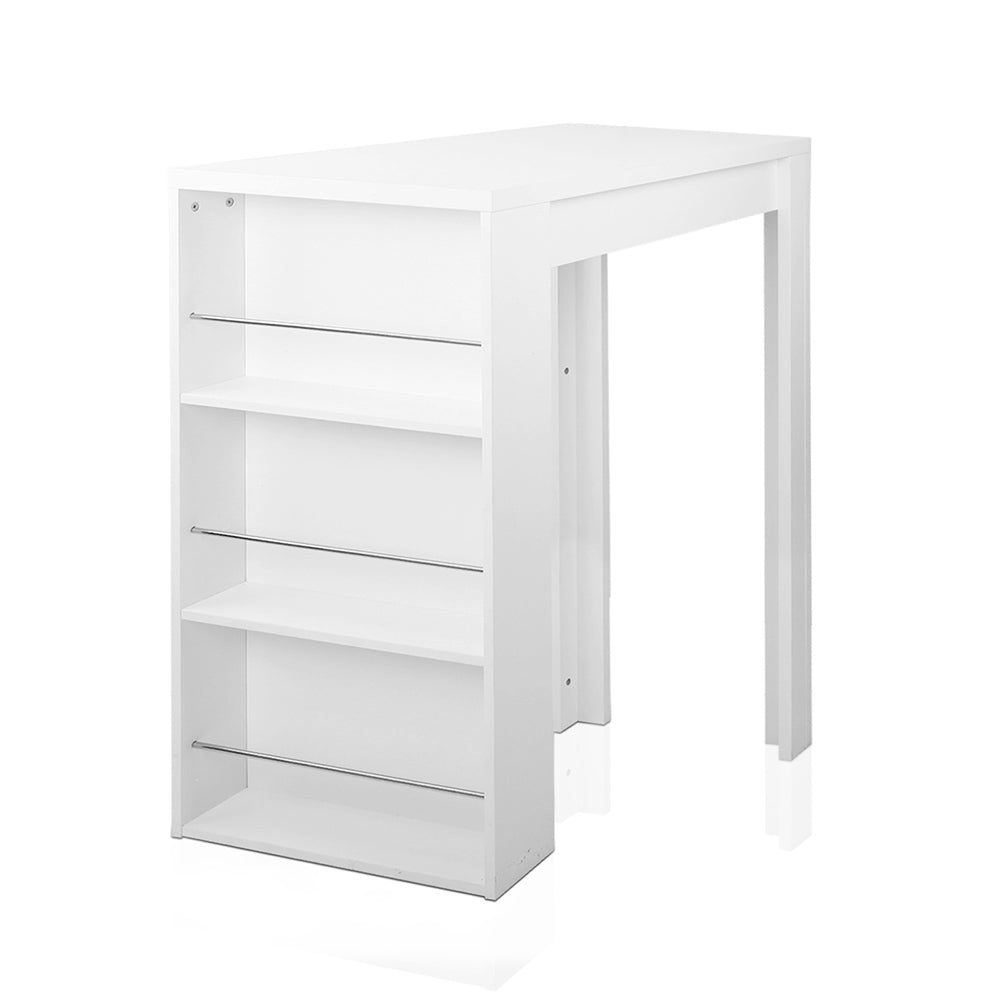 Artiss 3 Level Storage Bar Table in white with three shelves for storage, ideal for home or office use.