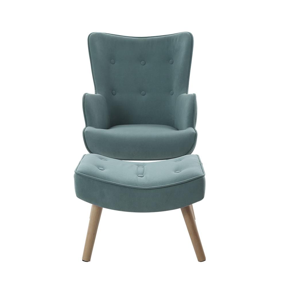 Artiss Armchair Lounge Chair with Ottoman in elegant design, featuring premium linen fabric and sturdy rubberwood legs.