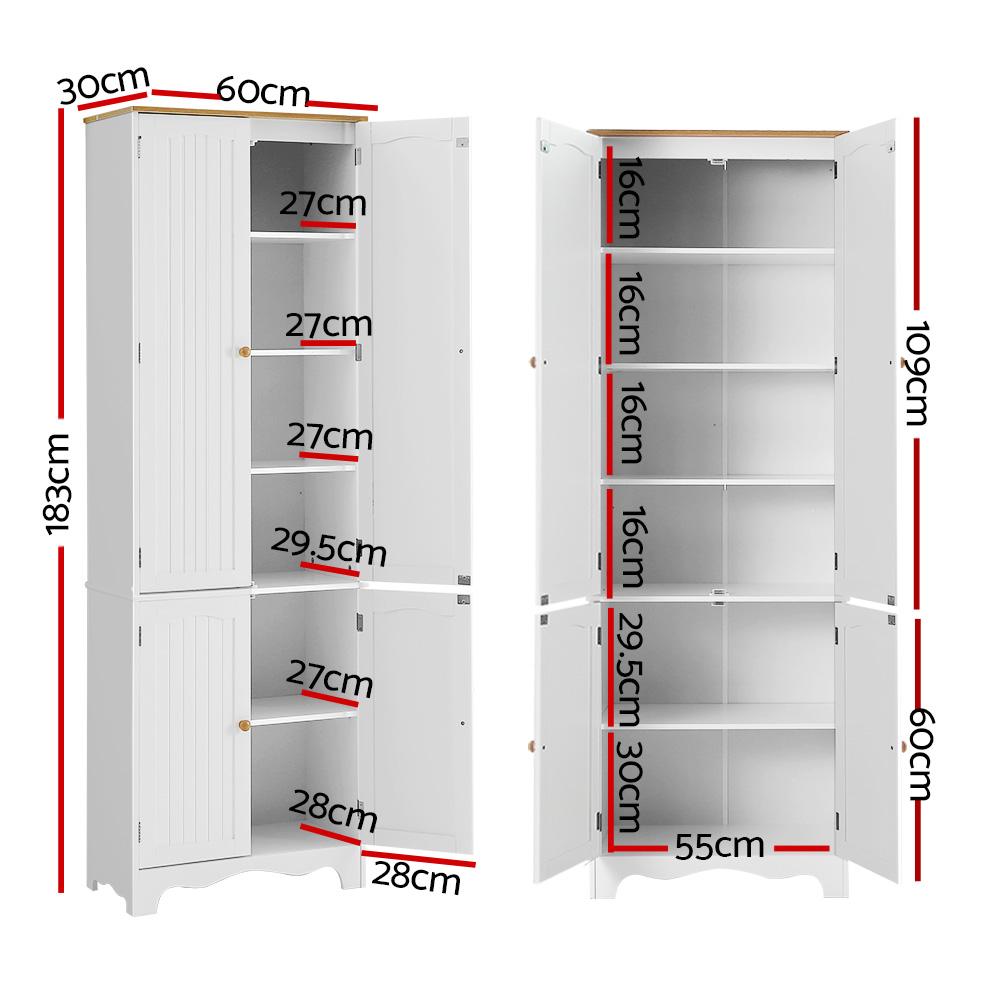 Artiss Buffet Sideboard Kitchen Cupboard in white, featuring six tiers of storage and elegant design with magnetic doors.