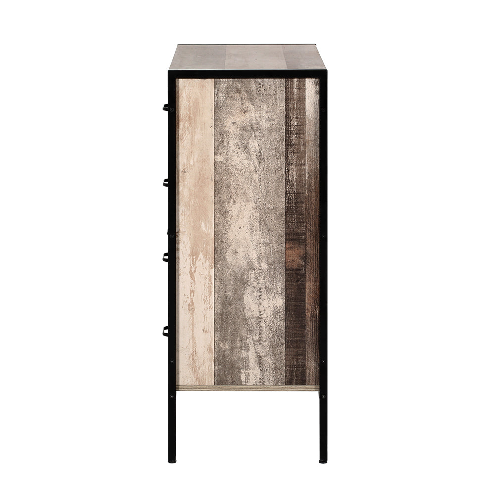 Artiss Chest of Drawers Tallboy Dresser with four spacious drawers and metal tube legs, showcasing a stylish and practical design.