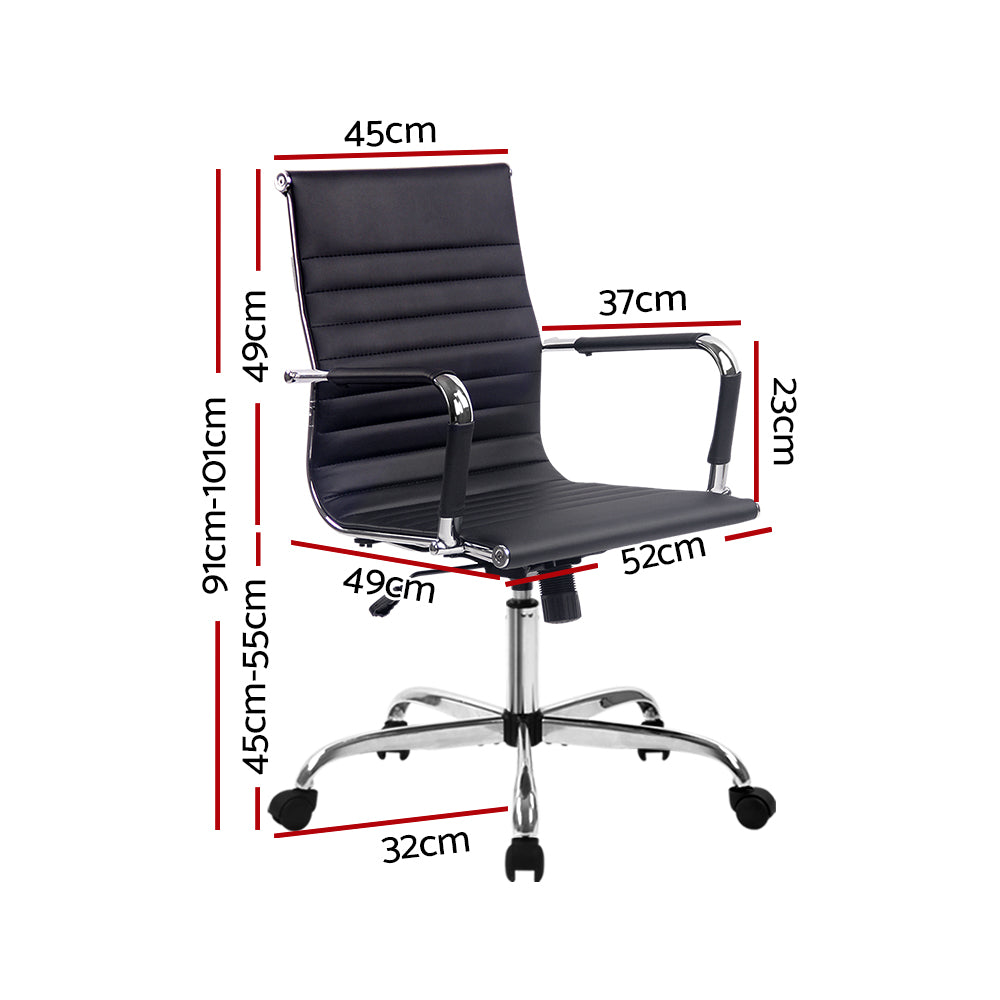 Artiss Gaming Office Chair in black faux leather with chrome base, showcasing its elegant design and features.