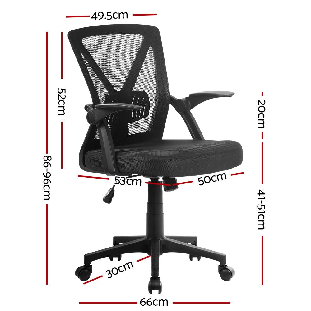 Artiss Gaming Office Chair featuring a black mesh design, adjustable lumbar support, and flip-up armrests, perfect for gaming and office use.