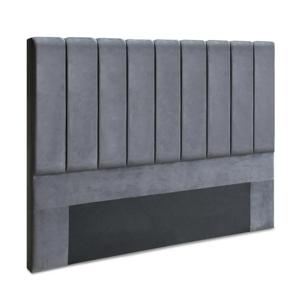 Artiss King Size Fabric Bed Headboard in Grey with plush velvet upholstery and elegant design.