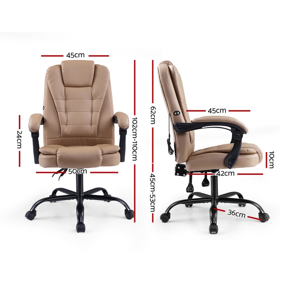 Artiss Massage Office Chair in espresso color, featuring PU leather upholstery, adjustable backrest, and massage functionality.