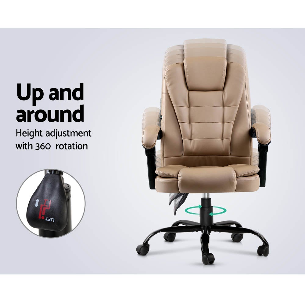 Artiss Massage Office Chair in espresso color, featuring PU leather upholstery, adjustable backrest, and massage functionality.