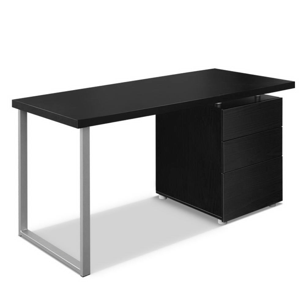 Artiss Metal Desk in black featuring three drawers and sturdy construction, ideal for modern workspaces.