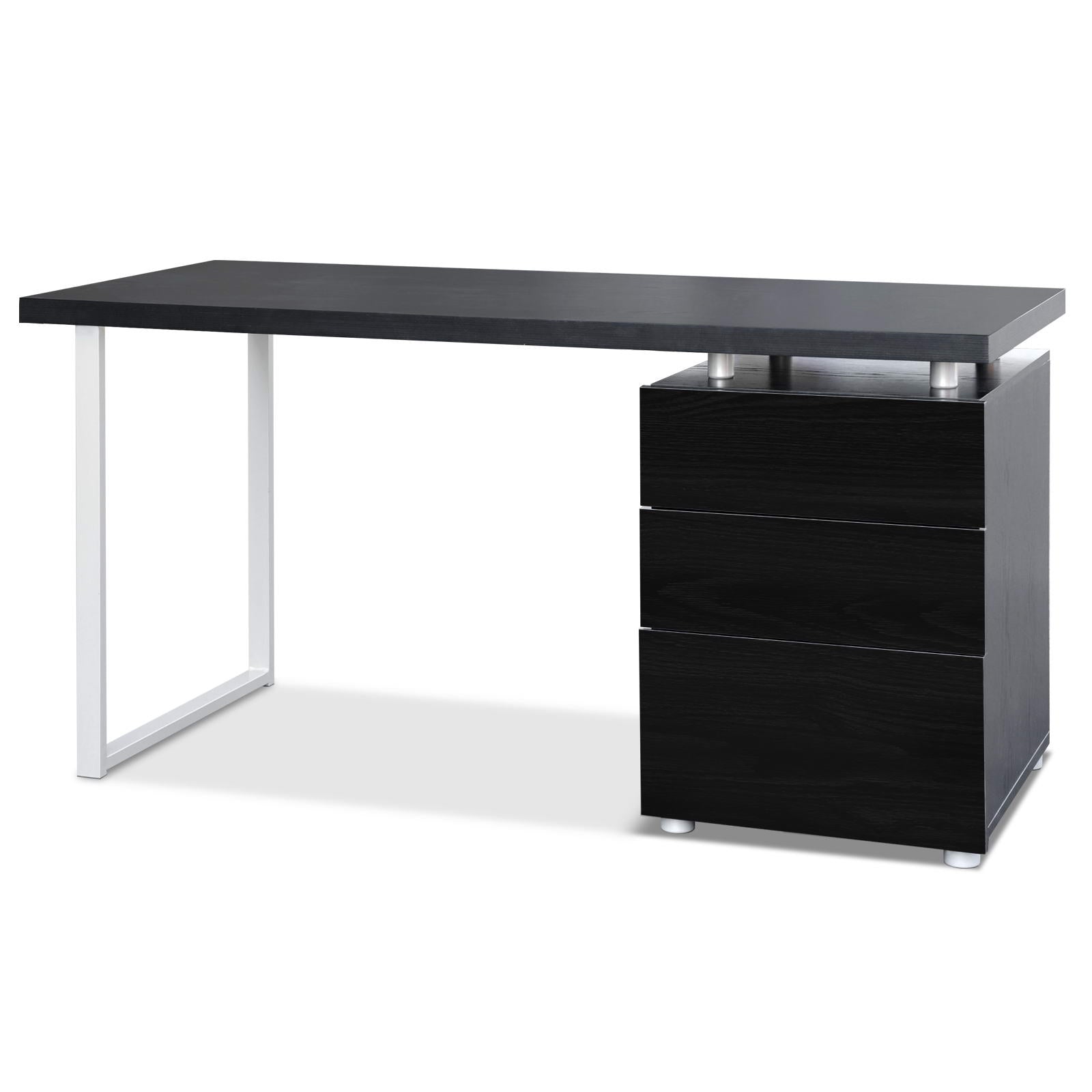 Artiss Metal Desk in black featuring three drawers and sturdy construction, ideal for modern workspaces.