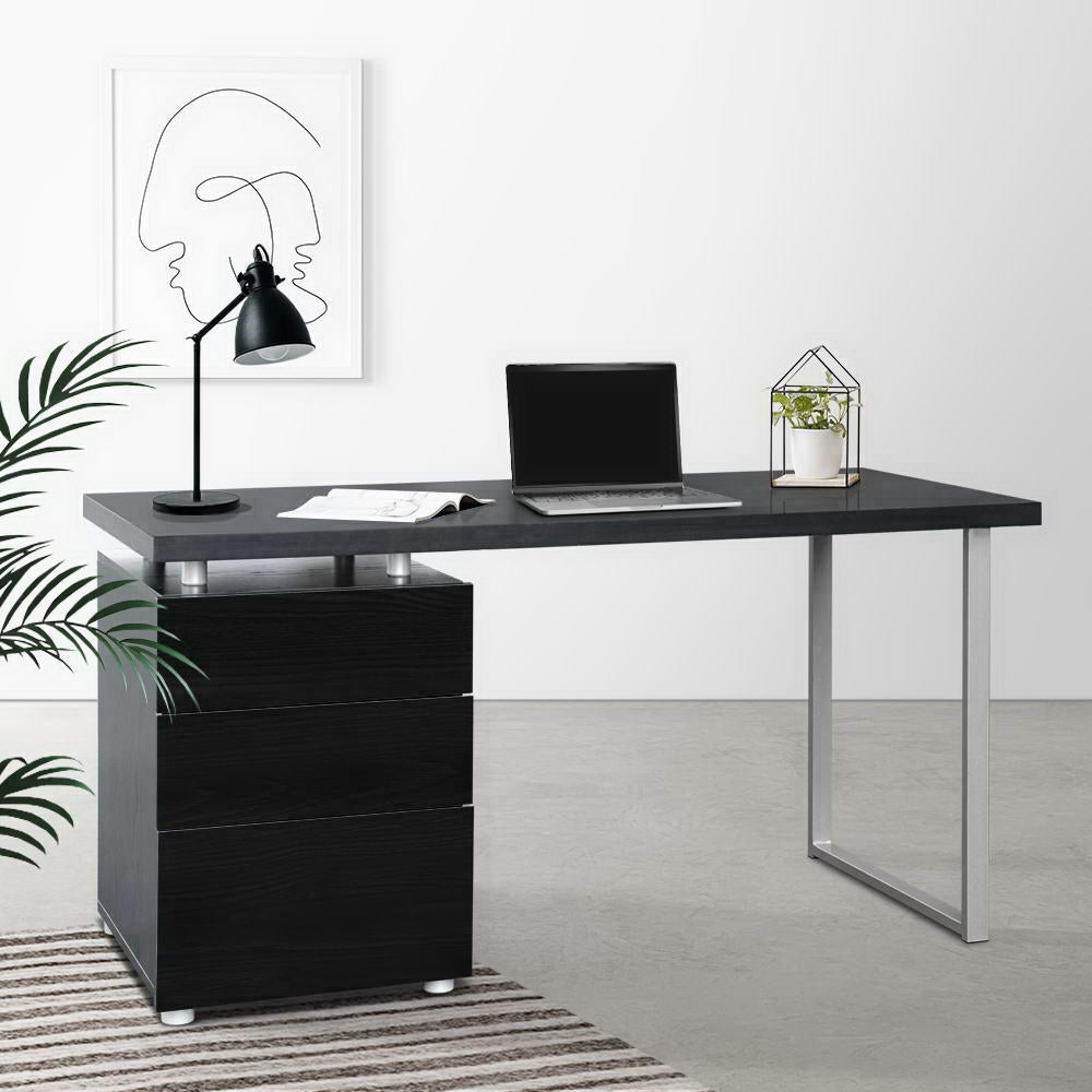 Artiss Metal Desk in black featuring three drawers and sturdy construction, ideal for modern workspaces.