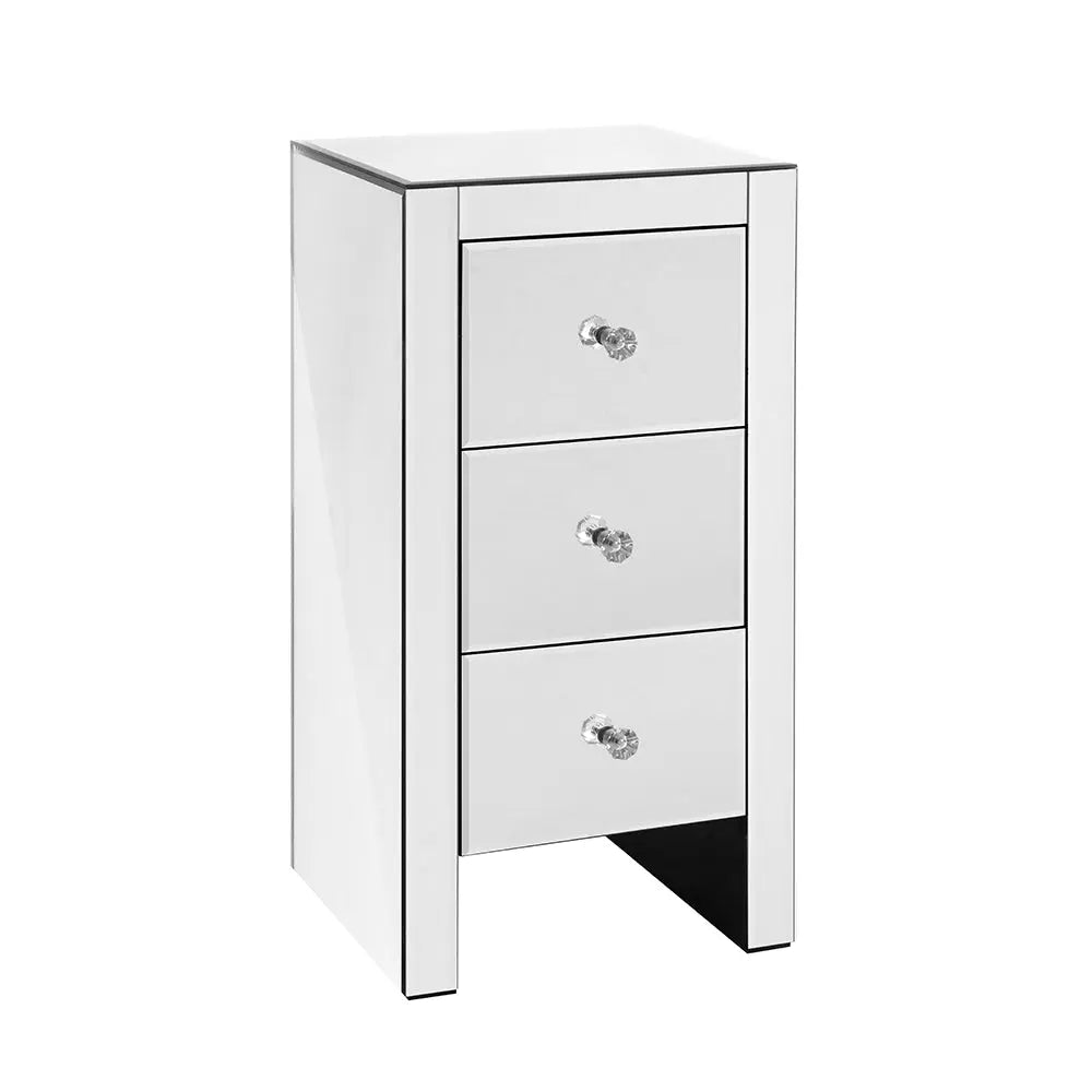 Artiss Mirrored Bedside Table featuring elegant drawers and a stunning mirror glass finish, perfect for adding glamour to any bedroom.