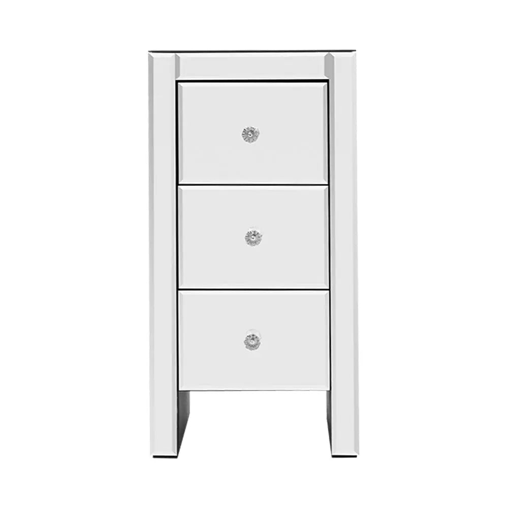 Artiss Mirrored Bedside Table featuring elegant drawers and a stunning mirror glass finish, perfect for adding glamour to any bedroom.