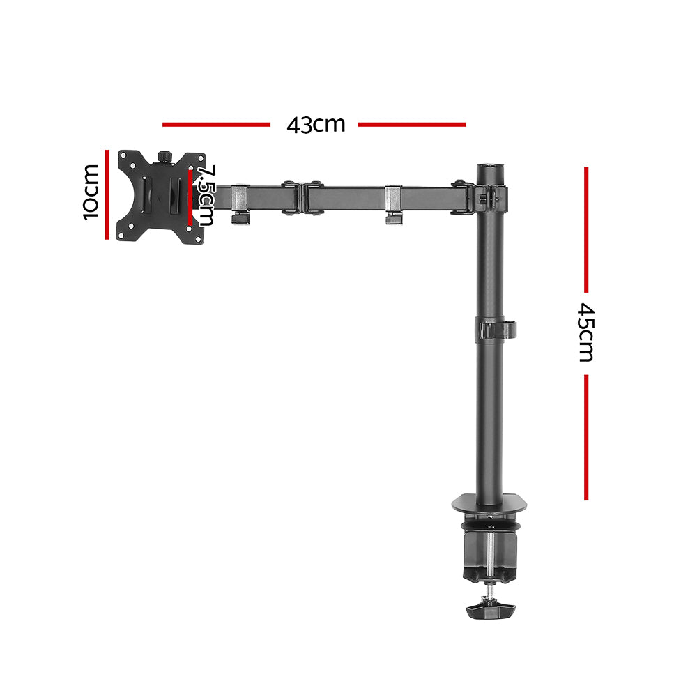 Artiss Monitor Arm Mount in black, designed for 32" screens, showcasing adjustable features and sturdy steel construction.