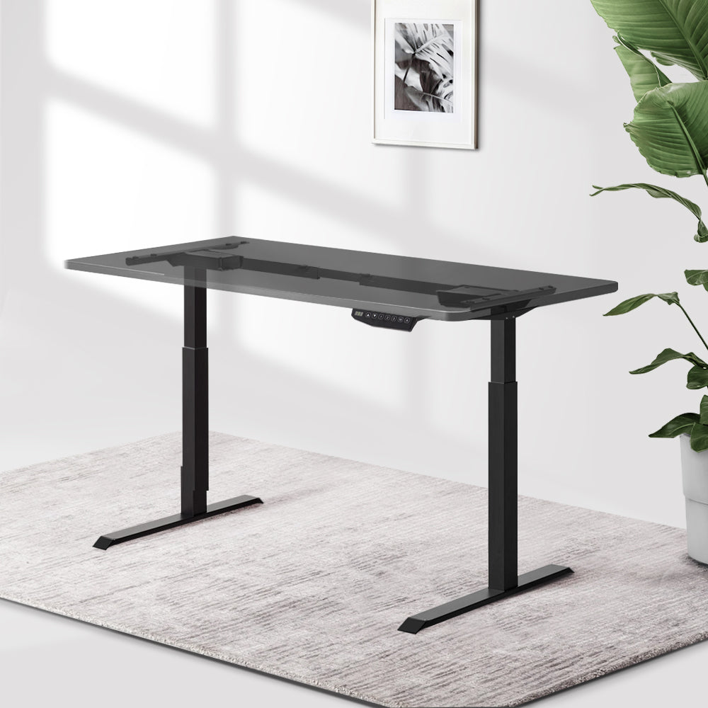 Artiss Motorised Standing Desk in Black, showcasing its sleek design and digital control panel.