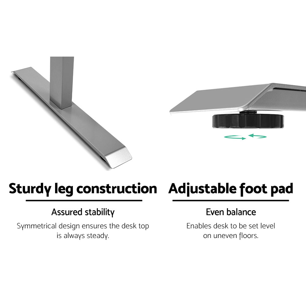 Artiss Motorised Standing Desk in Grey with dual motors and digital control panel, showcasing its height adjustable features.