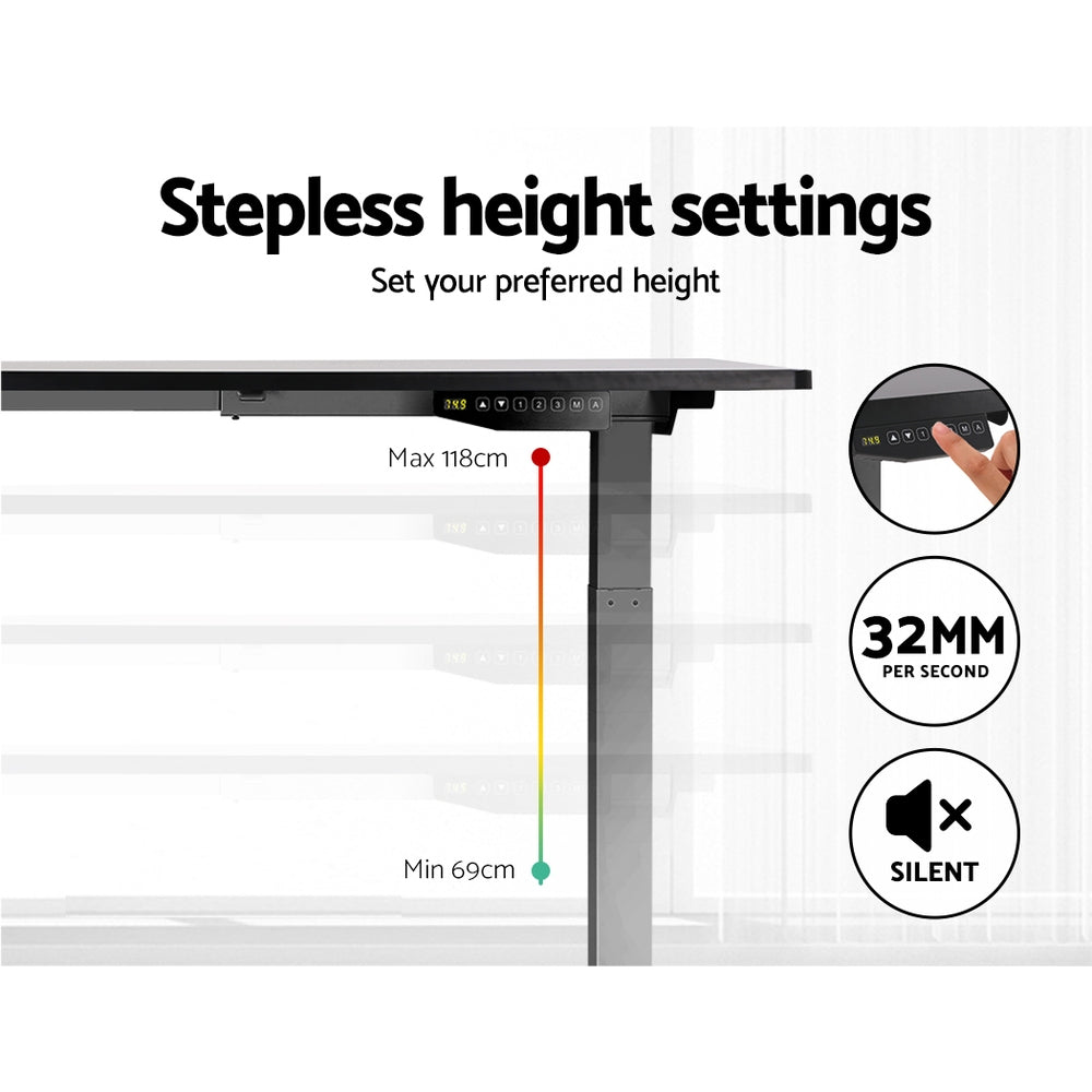 Artiss Motorised Standing Desk in Grey with dual motors and digital control panel, showcasing its height adjustable features.