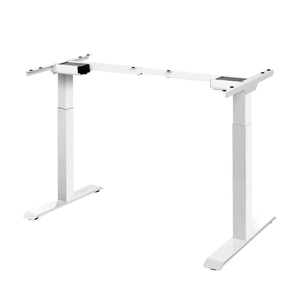 Artiss Motorised Standing Desk in white, featuring a sleek design with a digital control panel and dual motors for height adjustment.