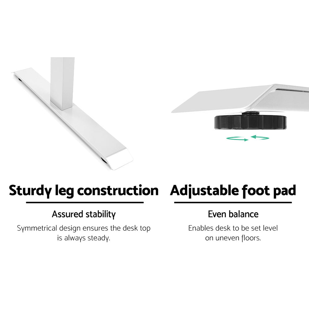 Artiss Motorised Standing Desk in white, featuring a sleek design with a digital control panel and dual motors for height adjustment.