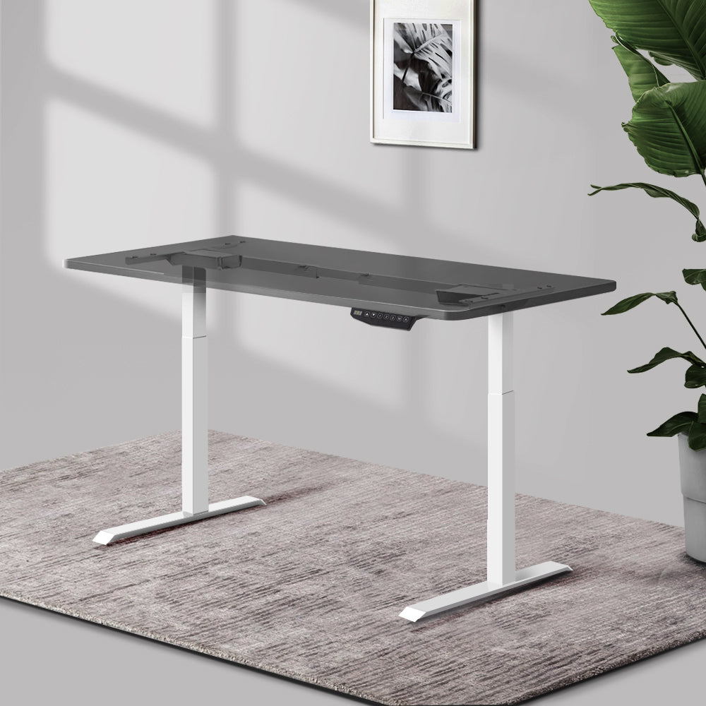 Artiss Motorised Standing Desk in white, featuring a sleek design with a digital control panel and dual motors for height adjustment.