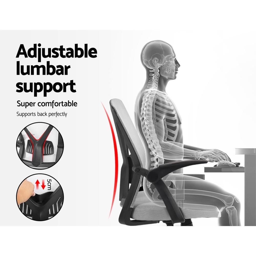 Artiss Office Chair featuring a grey mesh seat and ergonomic design, ideal for gaming and office use.