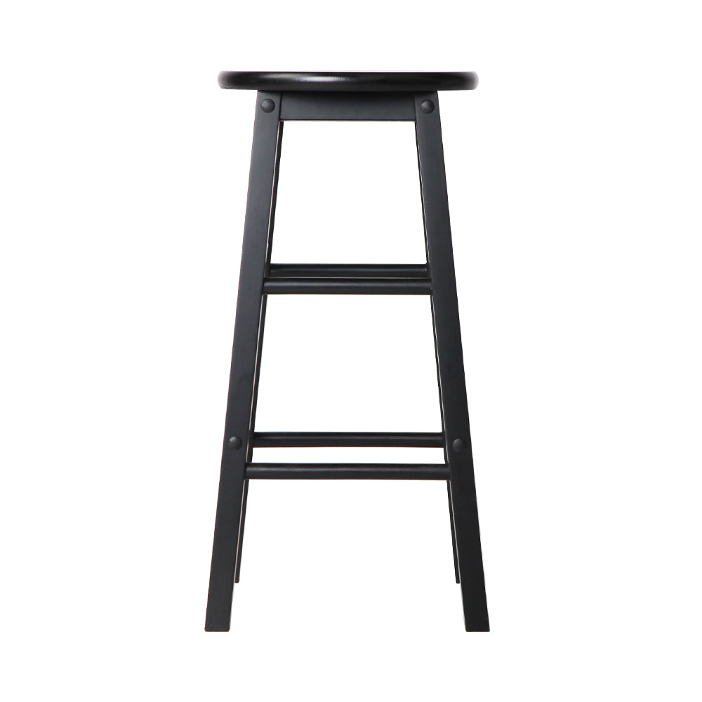 Artiss Set of 2 Black Beech Wood Backless Bar Stools showcasing sturdy design and sleek finish.