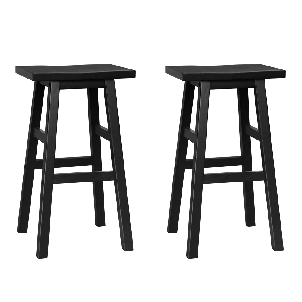 Artiss Set of 2 Black Beech Wood Bar Stools with sturdy legs and thick seats, perfect for modern interiors.