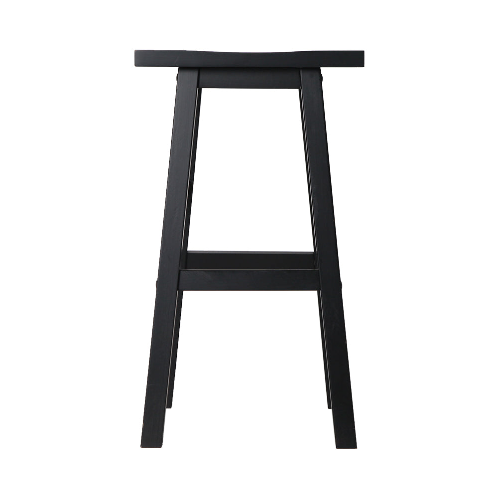 Artiss Set of 2 Black Beech Wood Bar Stools with sturdy legs and thick seats, perfect for modern interiors.