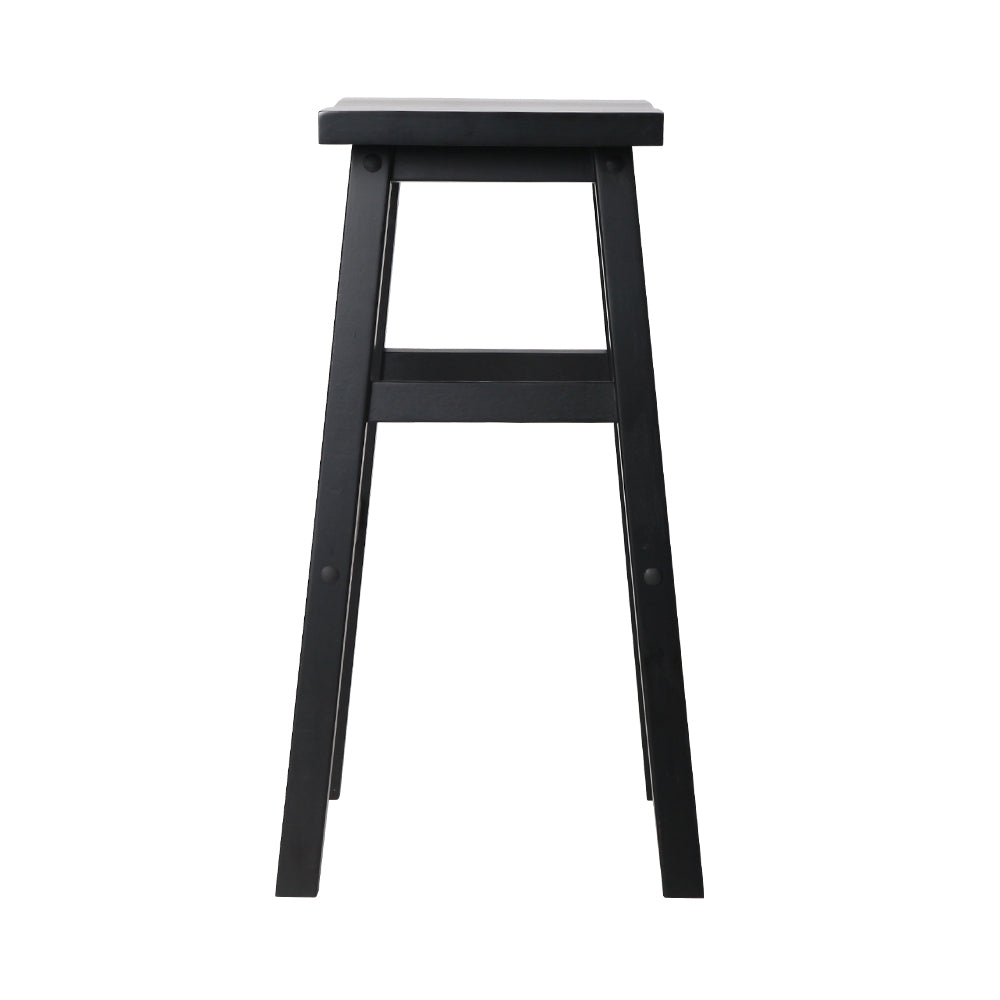 Artiss Set of 2 Black Beech Wood Bar Stools with sturdy legs and thick seats, perfect for modern interiors.