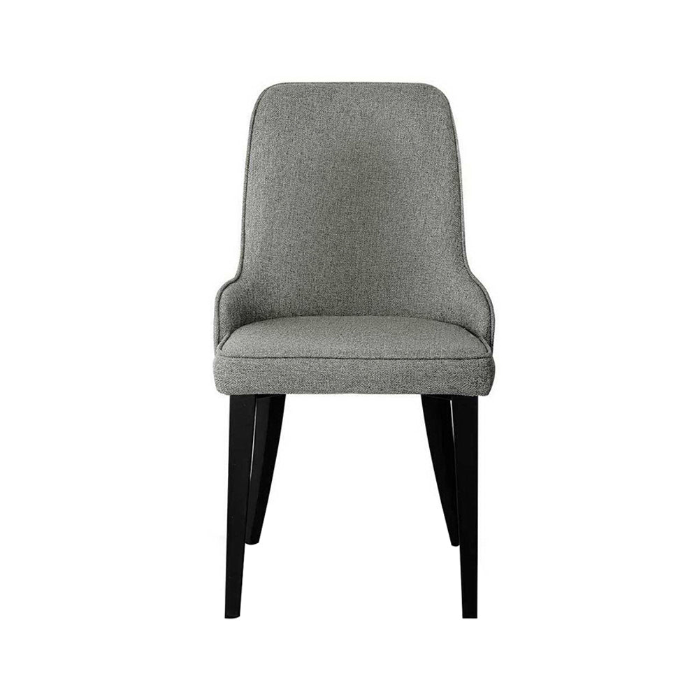 Artiss Set of 2 Grey Fabric Dining Chairs with high backrest and powder-coated steel legs, showcasing comfort and modern design.