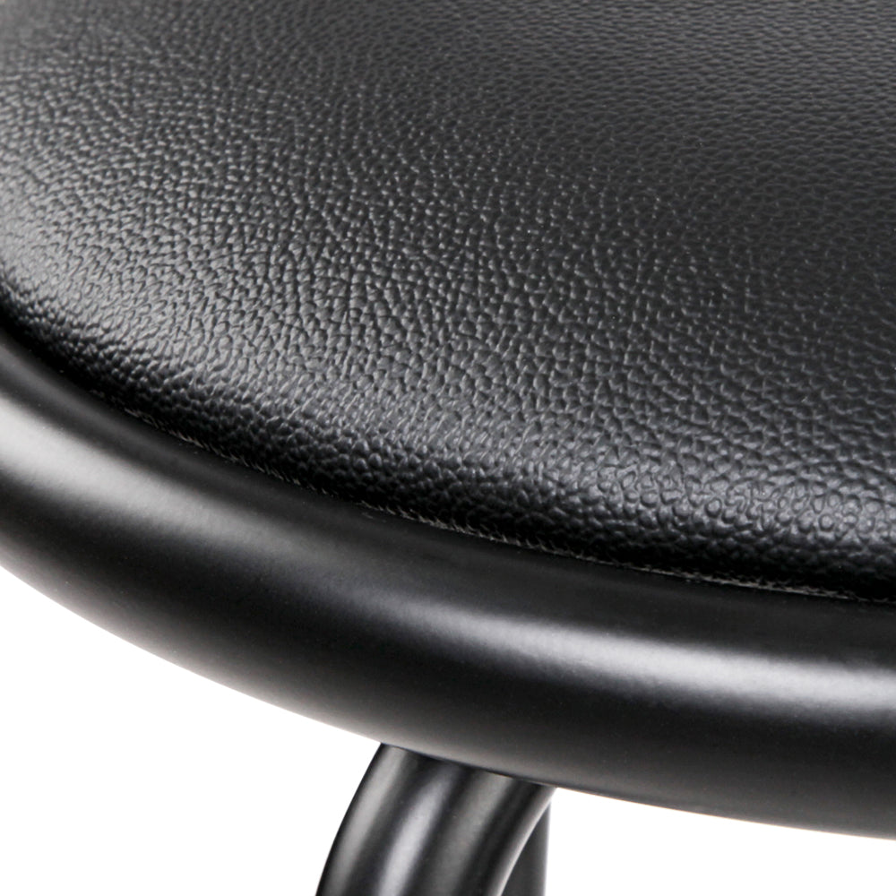 Artiss Set of 2 PU Leather Bar Stools in black with steel base, featuring a swivel seat and curved backrest, ideal for kitchen or bar use.