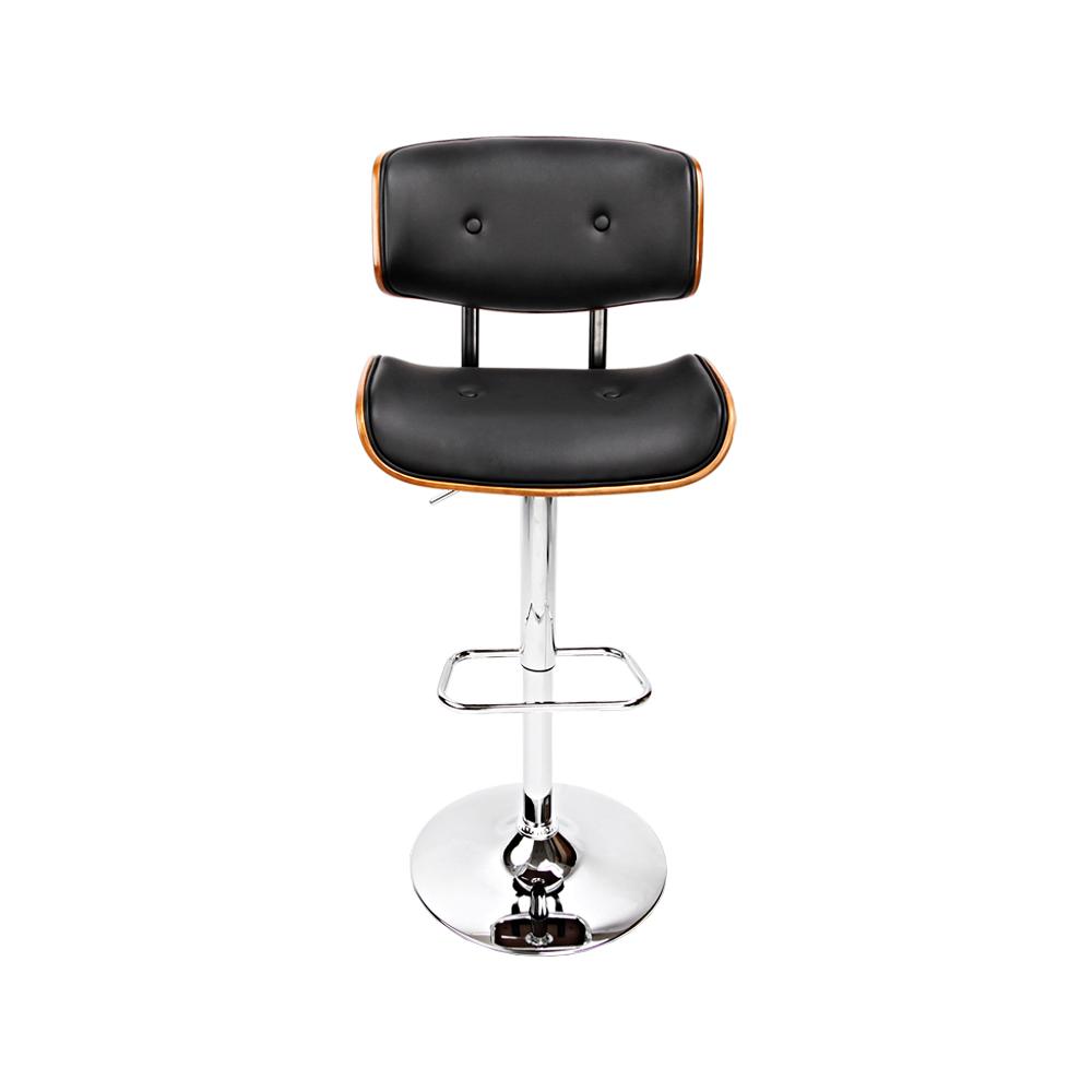 Artiss Set of 2 Wooden Gas Lift Bar Stools featuring a black PU leather seat and chrome base, designed for comfort and style.