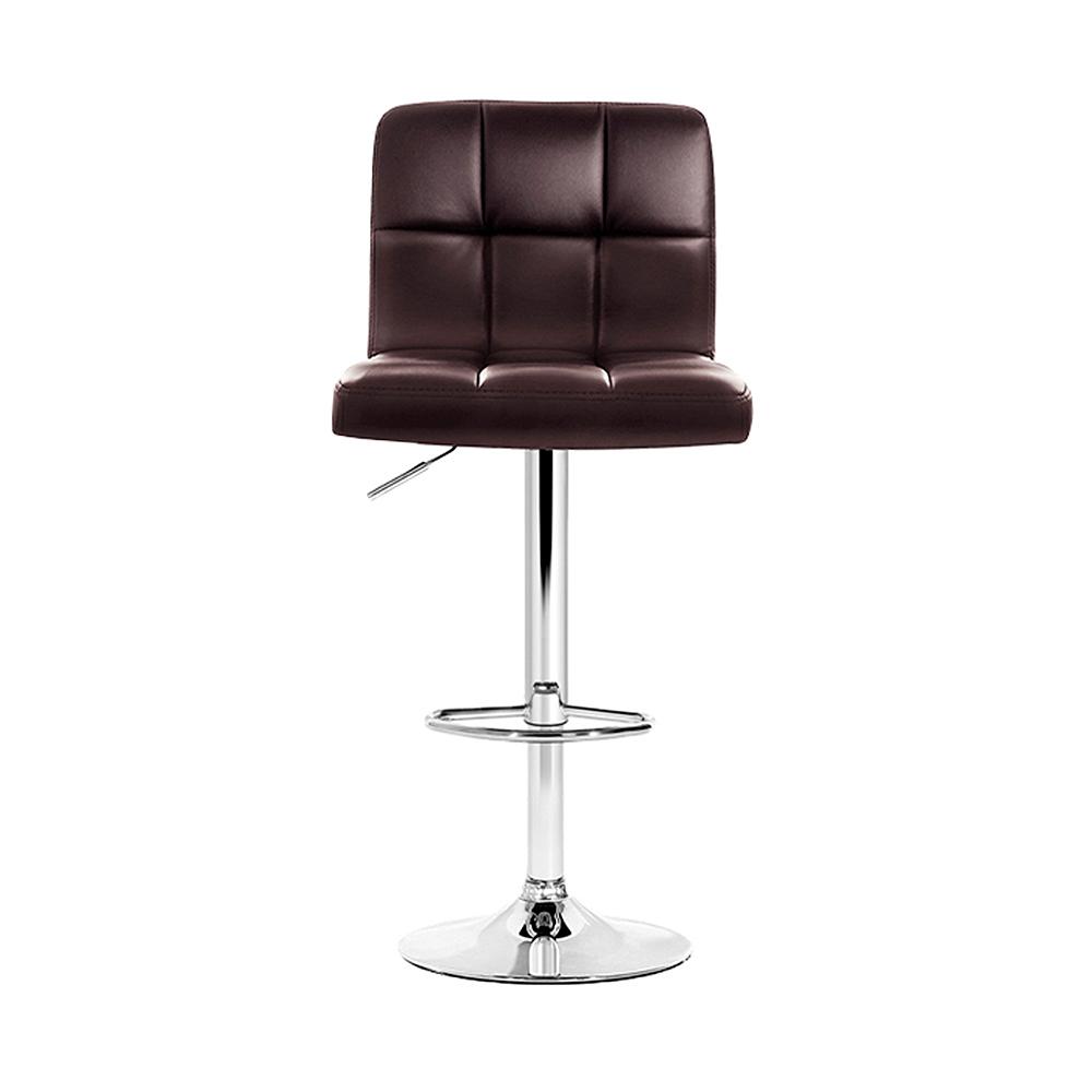 Artiss Set of 4 Bar Stools in chocolate brown with gas lift swivel feature, showcasing ergonomic design and chrome finish.