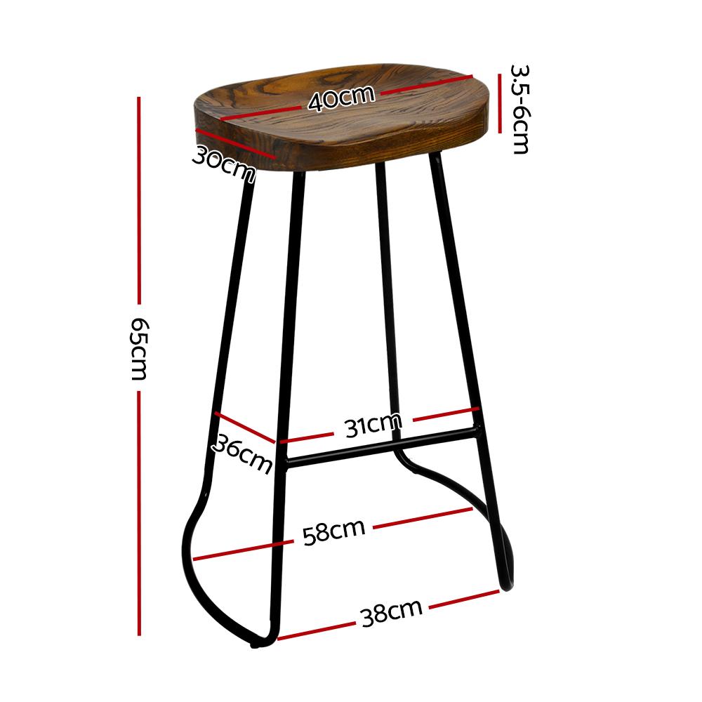 Artiss Set of 4 Elm Wood Backless Bar Stools featuring black legs and elegant wooden seats, perfect for modern industrial decor.